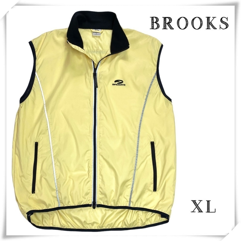 BROOKS Zip Up Lightweight Biker Vest in Yellow Size XL